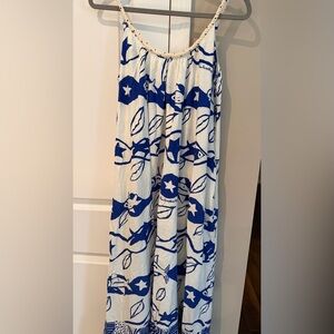 FARM Rio Blue and White Floral Maxi Skirt with Bold Print